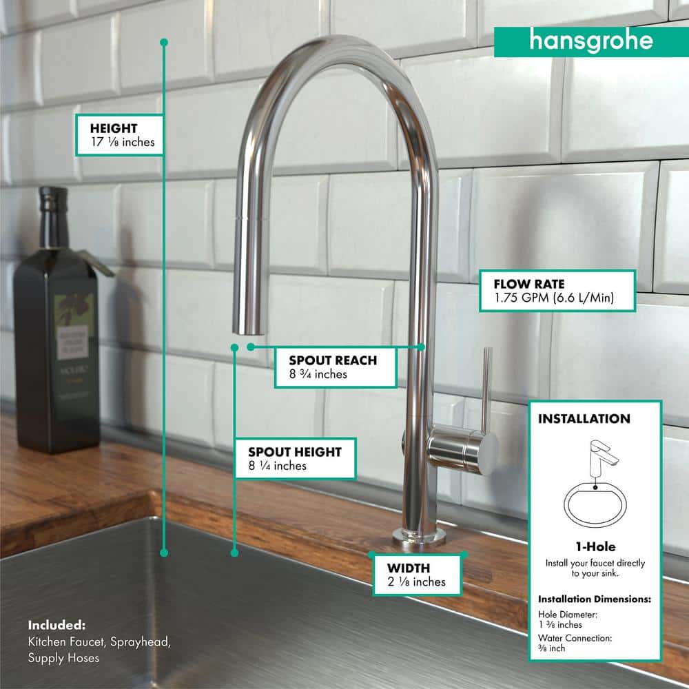 Modern Chrome HighArc Pull-Down Kitchen Faucet with 360° Swivel Spout
