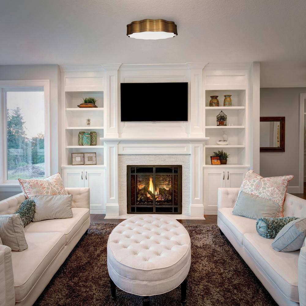 Vaughan 16" Aged Brass Glass LED Flush Mount