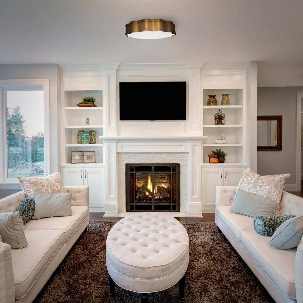 Vaughan 16" Brushed Nickel LED Flush Mount with White Shade