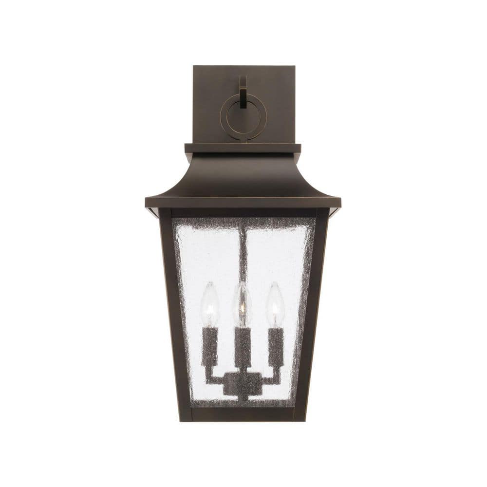 Chandler 24 in. 4-Light Oiled Bronze Outdoor Hardwired Tapered Ripple Glass Wall Lantern Sconce with No Bulbs Included price history on PriceWatchPro