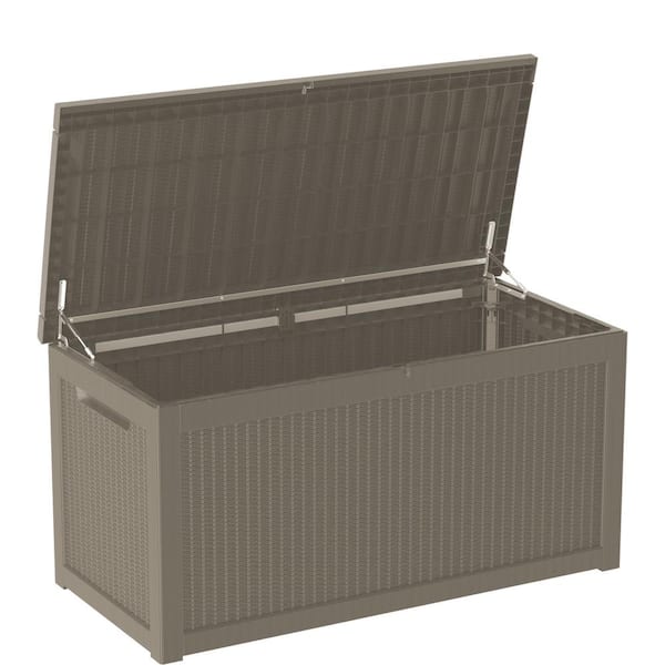 OUPES 260 Gal. Light Brown Extra Large Resin Outdoor Storage Deck Box