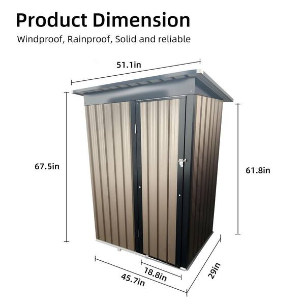 Noble House Amaryllis 4 ft. W x 2 ft. D Pent Roof Metal Storage