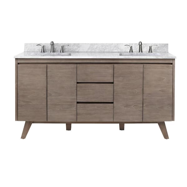 Avanity Coventry 61 in. Vanity in Gray Teak with Marble Top Vanity