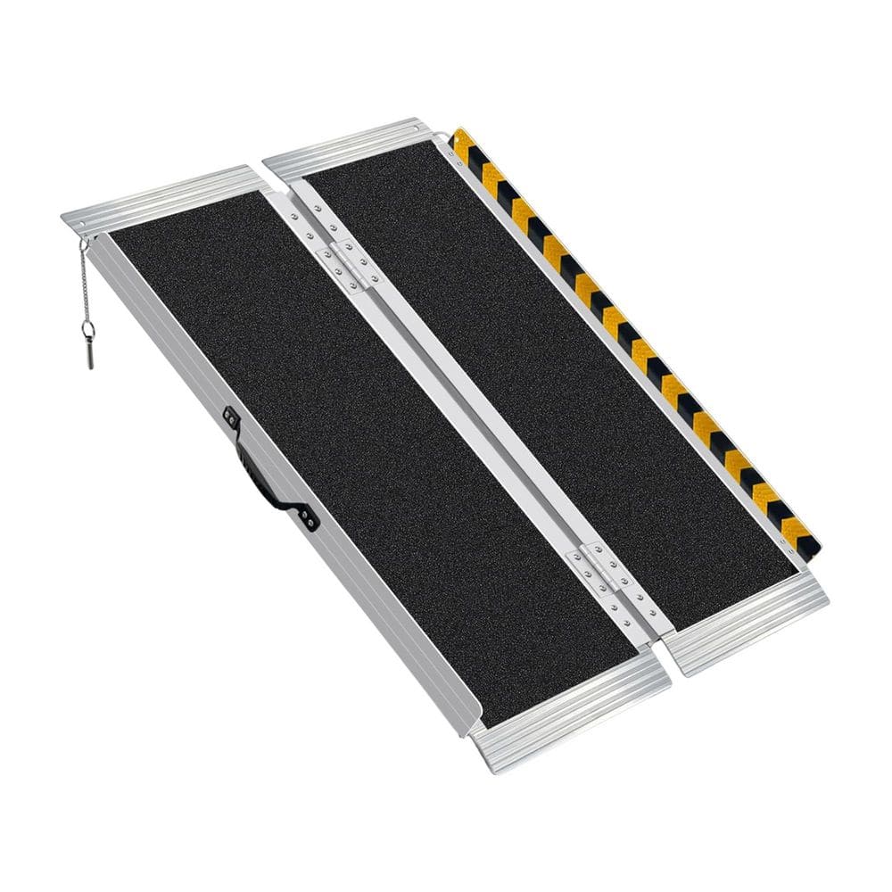 4ft Folding Aluminum Wheelchair Ramp 800lb Capacity Non-Slip