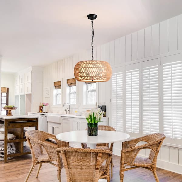 Ecogleam 19 in. 5-Light Black Bohemian Chandelier Hand Woven