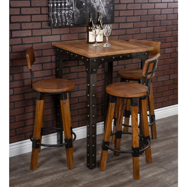 Mountain Lodge Wood and Metal Bar Stool 42.0 in. H x 15.0 in. W x 15.0 in. D