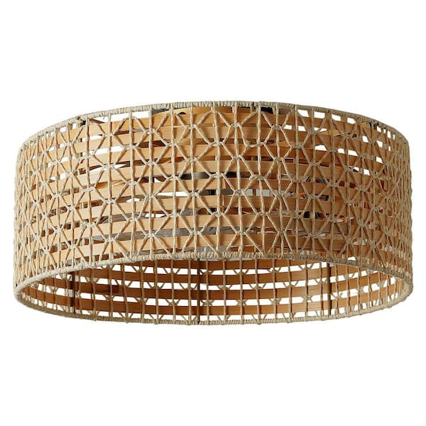 19.29 in. 4-Lights Indoor Brown Handwoven Rattan Caged Ceiling Fan with Remote Included No Bulbs