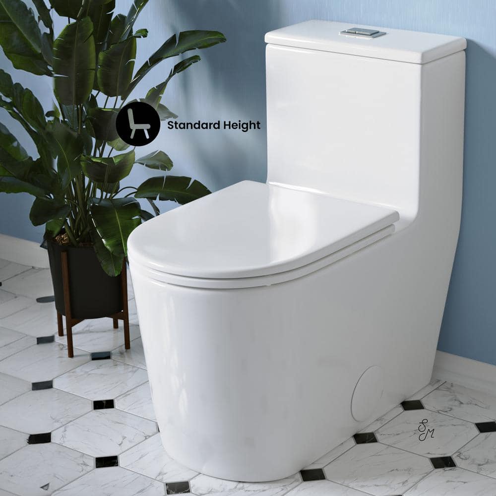 White High Efficiency Dual Flush Elongated One-Piece Toilet