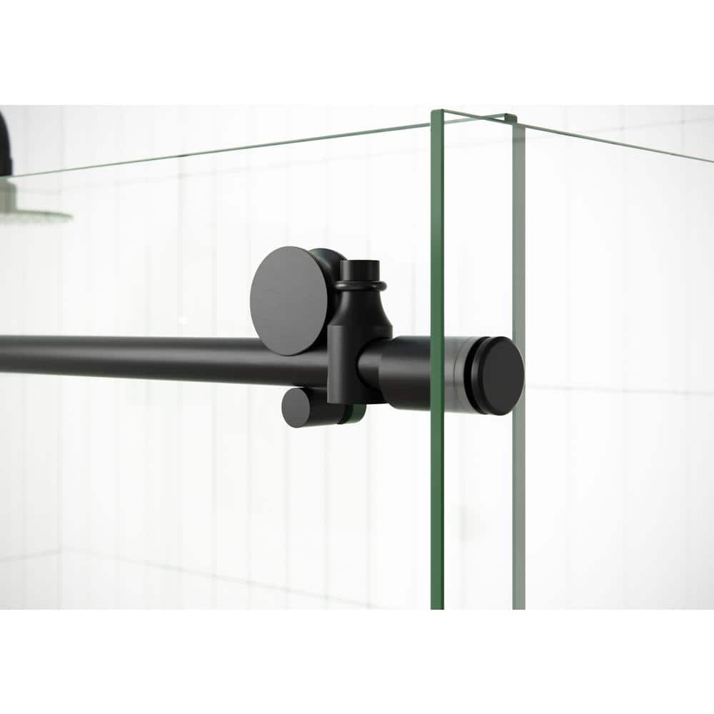 Nova Matte Black Frameless Sliding Glass Shower Enclosure
