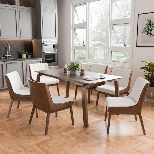 Furniture of America Forest Wisp 7-Piece Rectangle Walnut Wood Top Dining Room Set (Seats-6)