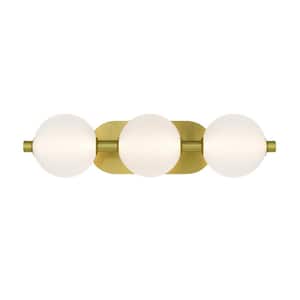 Palmas 8 in. 3-Light Gold LED Vanity-Light Bar with Opal Glass Shades
