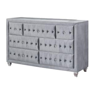 Nealyn Gray Upholstered 7-Drawer 60.88 in. Wide Dresser