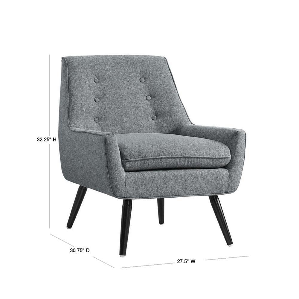 Gray Microfiber Accent Chair with Wood Legs