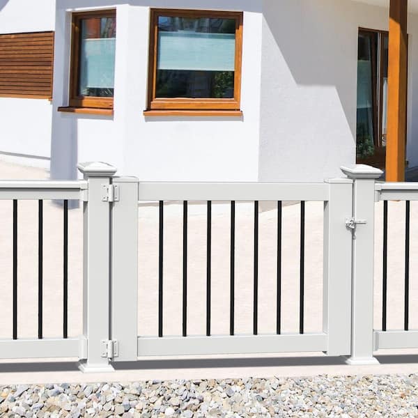 Bella Premier 36 in. Vinyl Railing Gate Kit with Aluminum Bal White