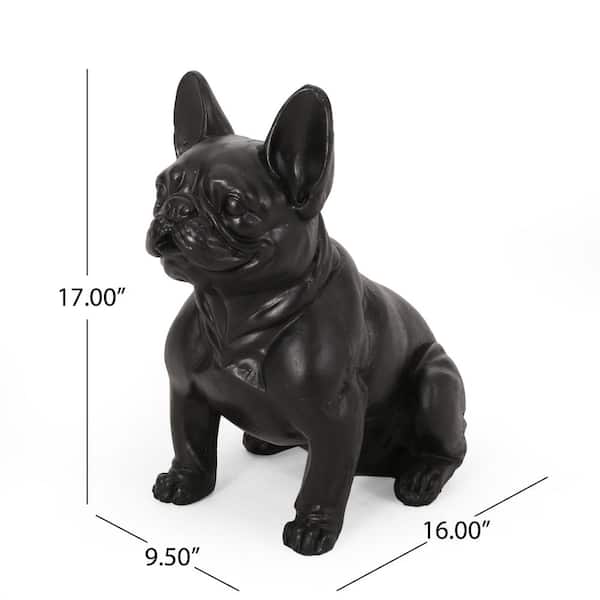 Unbranded - 17 in. H Black Dog Garden Sculpture Garden Statues