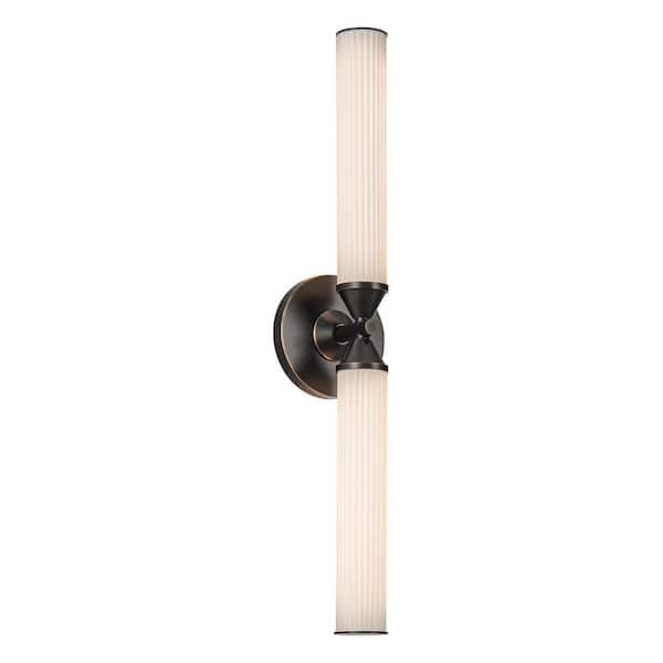 ALORA Edwin 22-in 1 Light 15-Watt Urban Bronze/Frosted Ribbed Glass Integrated LED Vanity Light