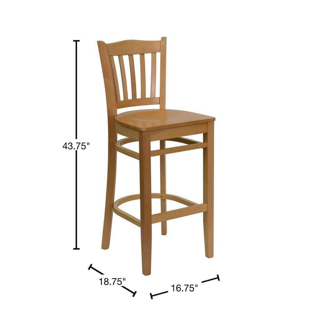 Classic Cherry Natural Wood Barstool with Vertical Slat Back