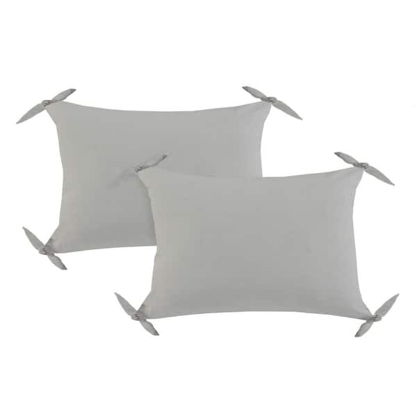 Unbranded Marty Gray Solid Color Tasseled 16 in. x 24 in. Indoor Throw Pillow (Set of 2)