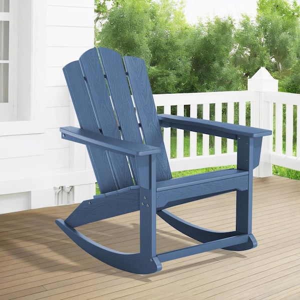 Classic Outdoor Plastic Rocking Chair in Navy