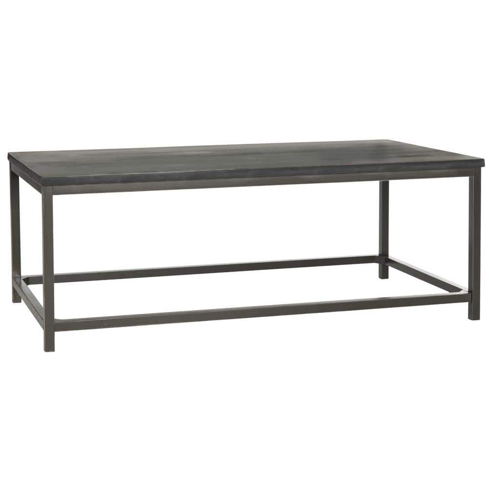 Distressed Black Pine Wood Rectangular Coffee Table