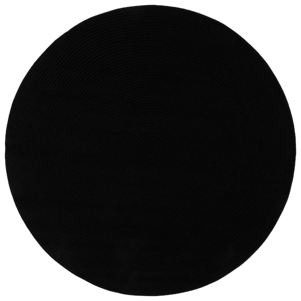 SAFAVIEH Braided Black 6 ft. x 6 ft. Machine Washable Solid Color Gradient Round Area Rug