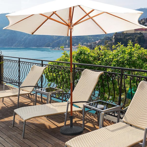 49 lbs. Round Resin Patio Umbrella Base Stand Holder in Black with Adjustable Knob