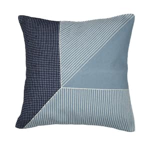Stacy Garcia Blue Striped Colorblock Hand-Woven 20 in. x 20 in. Indoor Throw Pillow