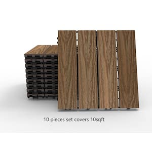 10-Piece 1 ft. x 1 ft. Quick Deck Outdoor Composite Deck Tile in Peruvian Teak