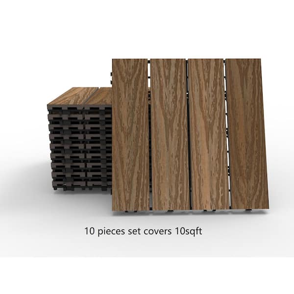Veranda 10-Piece 1 ft. x 1 ft. Quick Deck Outdoor Composite Deck Tile in Peruvian Teak