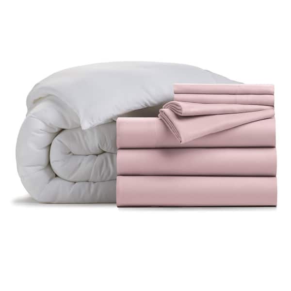 ELLA JAYNE 8-piece Rose Soid color Microfiber Queen Bed in a Bag