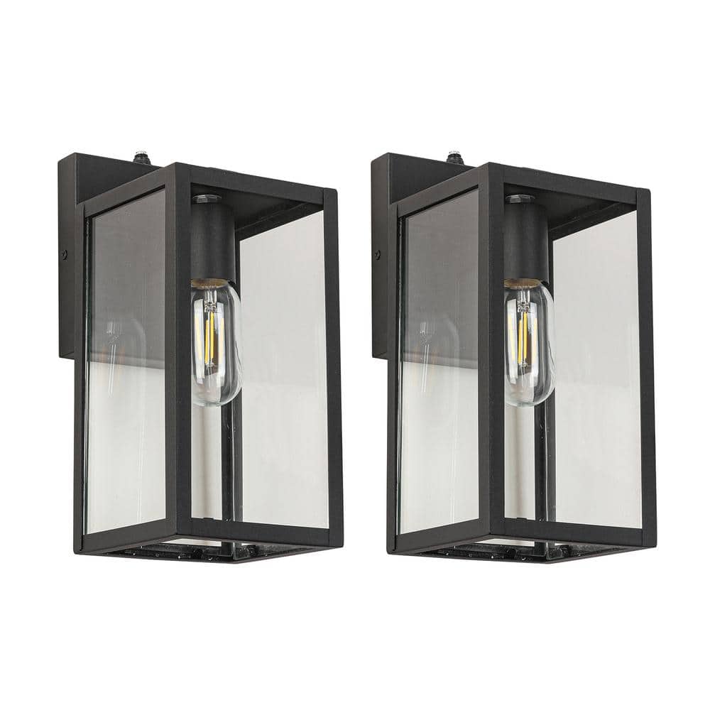 Matte Black Dusk to Dawn Sensor Outdoor Wall Light, Wall Sconce Hardwired C