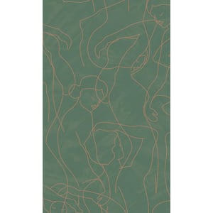 Forest Green Abstract Model Lines Print Non-Woven Non-Pasted Textured Wallpaper 57 sq. ft.