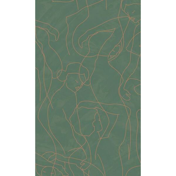Walls Republic Forest Green Abstract Model Lines Print Non-Woven Non-Pasted Textured Wallpaper 57 sq. ft.