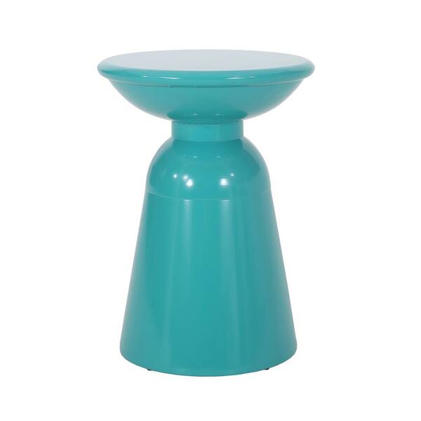 15" Teal Iron Side Table, End Table for Outdoor and Indoor Use