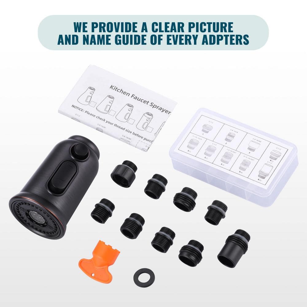 Oil Rubbed Bronze Kitchen Faucet Spray Head with 9 Adapters