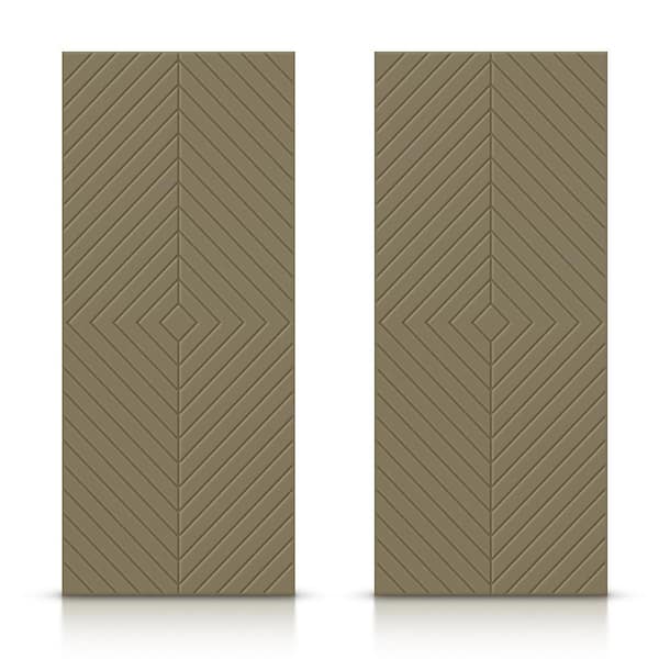 CALHOME 48 in. x 80 in. Hollow Core Olive Green Stained Composite MDF Interior Double Closet Sliding Doors