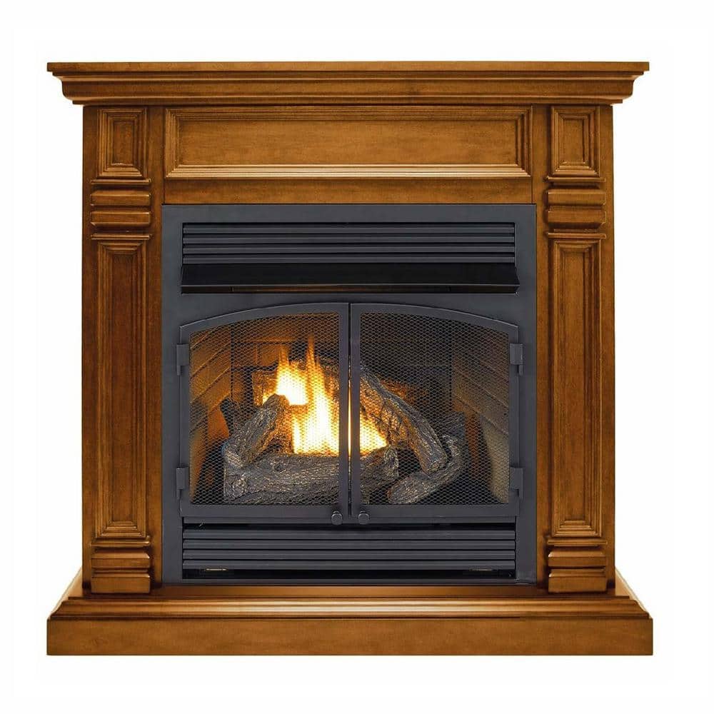 Dual Fuel Ventless Fireplace - 32,000 BTU, T-Stat Control, Apple Spice Fini