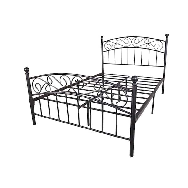 Maincraft Black Full Size Metal Platform Bed Frame with Headboard and