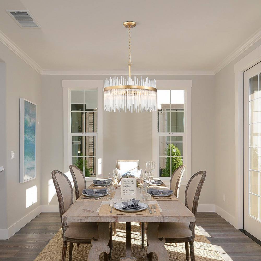 Casandra 5-Light Shiny Bronze Chandelier with Clear Crystal Bars