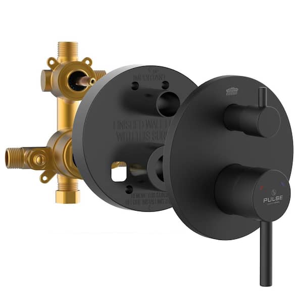 PULSE Showerspas Round Two Way Diverter Valve and Trim Kit, Matte Black