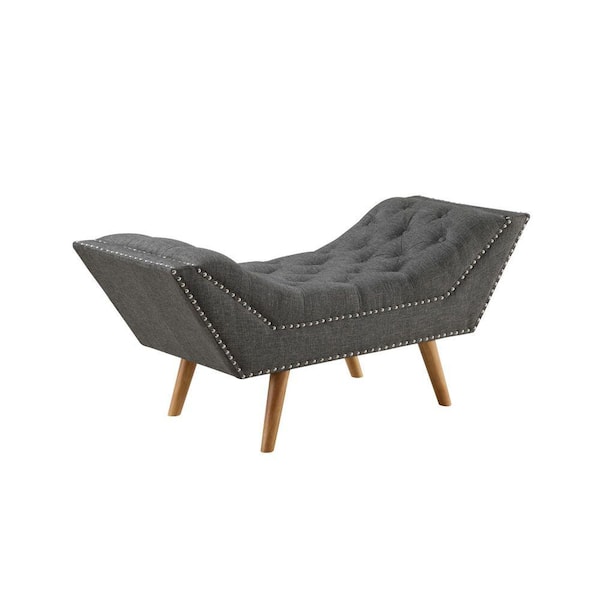 Benjara 48 in. Gray Backless Bedroom Bench with Button Tufted Details