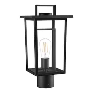 Keswick 1-Light Matte Black Metal Hardwired Outdoor Weather Resistant Post Light with No Bulb Included