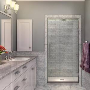 Kinkade 21.75 - 22.25 in. x 72 in. Completely Frameless Hinged Shower Door in Brushed Stainless Steel