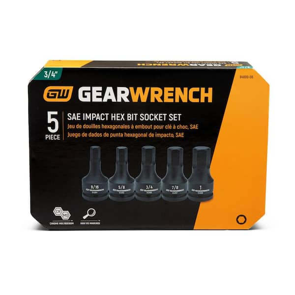GEARWRENCH 3/4 in. Drive SAE Impact Hex Bit Socket Set with Blow