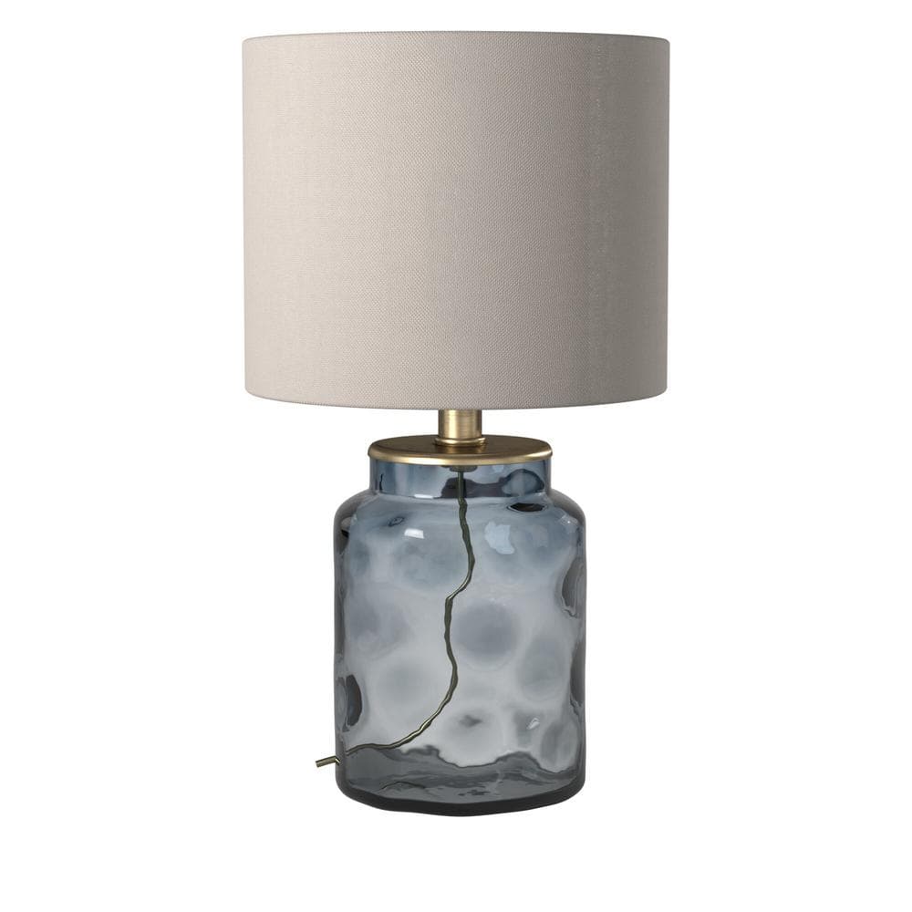 Ashburn 15'' Blue Glass Transitional Table Lamp with White Shade