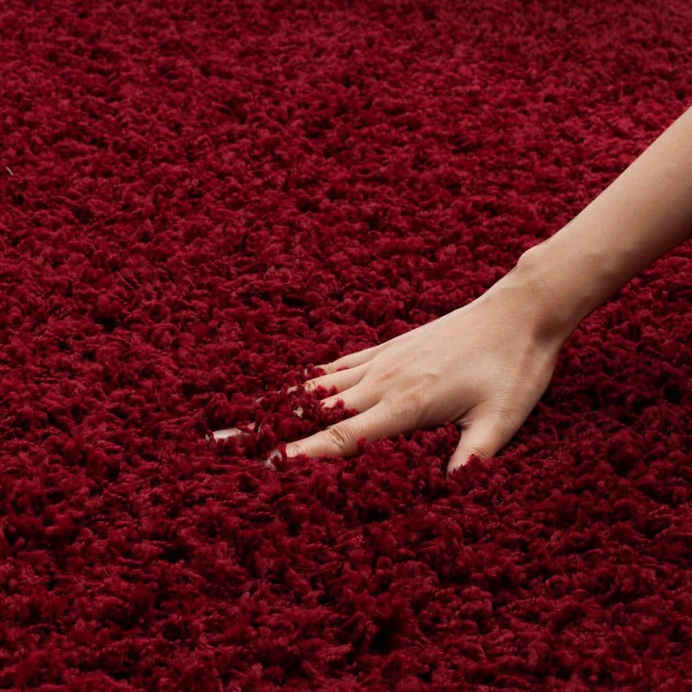 Athens Red Synthetic Shag Area Rug, 3' x 5'
