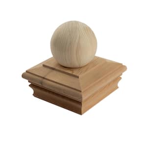 4 in. x 4 in. Newport Ball Top Cedar Wood Post Cap