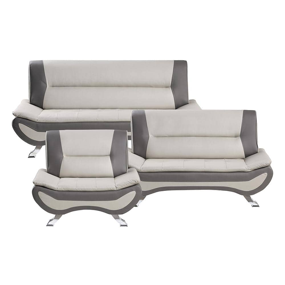 Emerson 77.5 in. W. Armless Faux Leather Rectangle 3-Piece Living Room Sofa