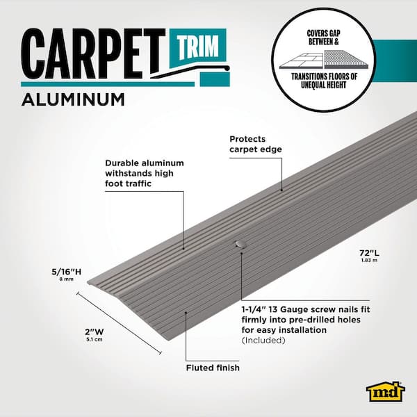 2"X 72" PEWTER ALUMINUM CARPET TRIM W/SCREW NAILS