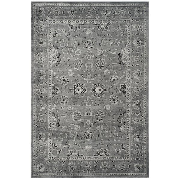 SAFAVIEH Vintage Dark Grey/Light Grey 8 ft. x 11 ft. Border Area Rug